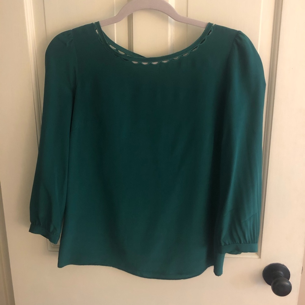 J. Crew Emerald Green Long sleeve Blouse
